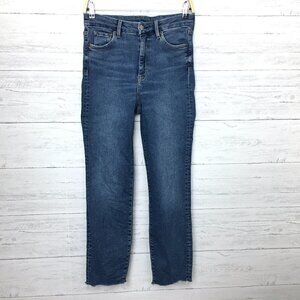 &Denim Women's Jeans High Rise Slim Ankle Fray Hems Stretch size 6 length 28"